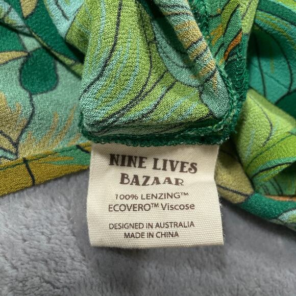 Nine Lives Bazaar Dress 6 Green Emerald Sarah Bias Midi Tropical Party Boho New - Picture 4 of 14